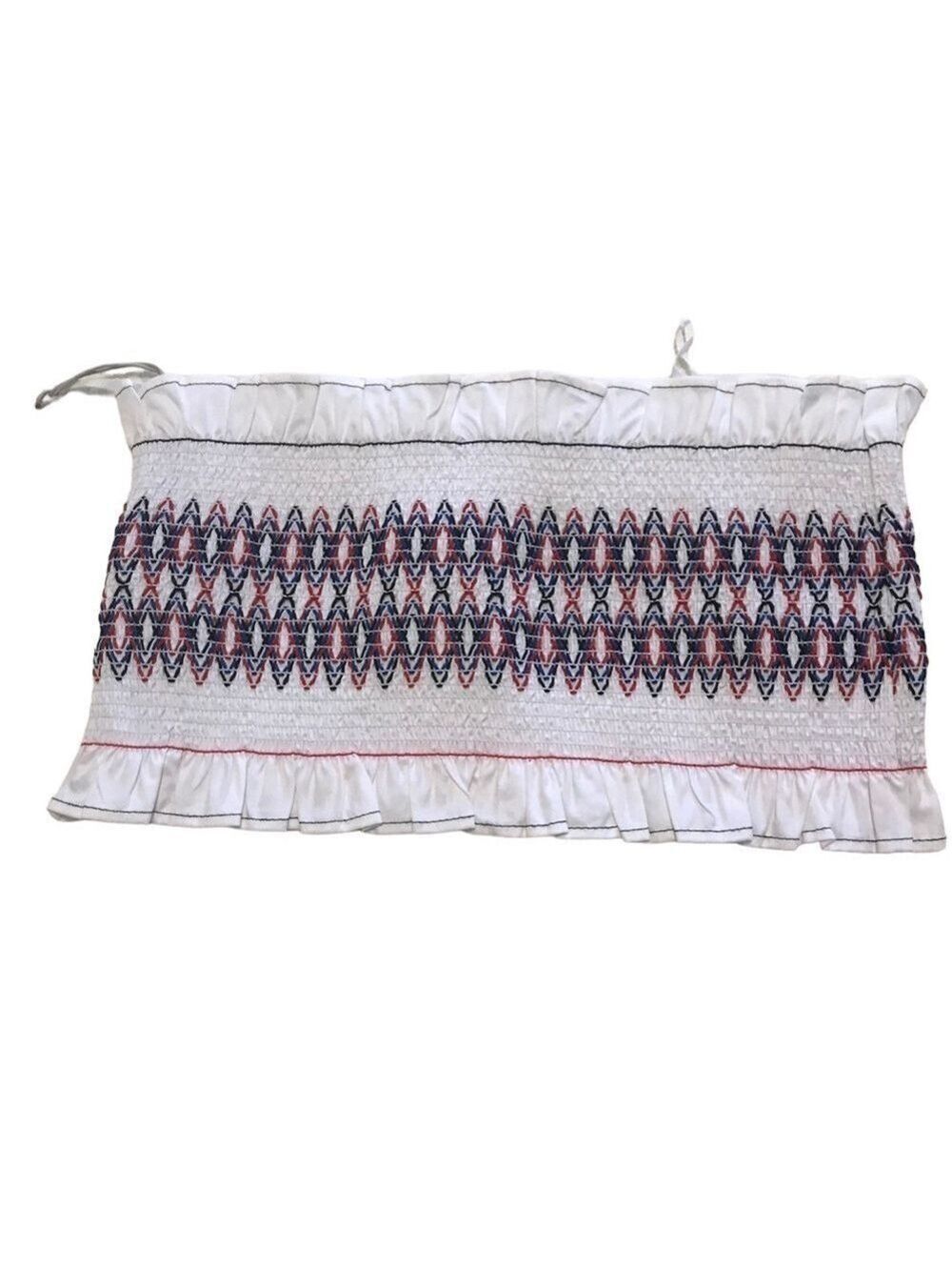 TIBI Bandeau Cora Embroidery Smocked Bandeau, Red Stitching. Very Versa…